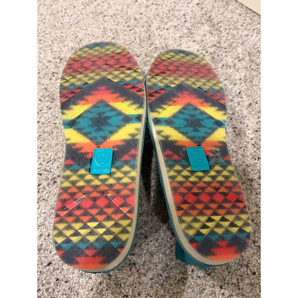 Ariat Cruiser Womens 9B Teal Suede Serape Stripe Slip On Loafers EUC - Picture 3 of 8